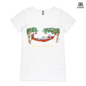 Well Deserved Christmas Break - Koala Relaxing on Hammock  - ASColour Ladies "Bevel" V-Neck Tshirt