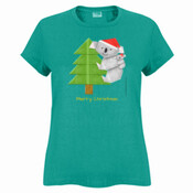 Christmas Origami Koala and cute baby - Sportage Ladies Surf Style T Shirt