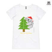 Christmas Origami Koala and cute baby - ASColour Ladies "Bevel" V-Neck Tshirt