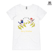 Australian Cute Blue Wren Christmas Carols - ASColour Ladies "Bevel" V-Neck Tshirt