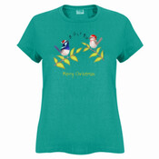 Australian Cute Blue Wren Christmas Carols - Sportage Ladies Surf Style T Shirt