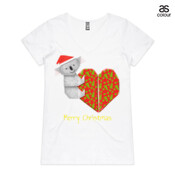 Koala Origami and its Heart gift wrapped for Christmas - Mens Surf Style TShirt - ASColour Ladies "Bevel" V-Neck Tshirt