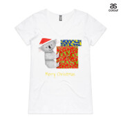 Koala Origami and colorful Christmas Gift boxes - ASColour Ladies "Bevel" V-Neck Tshirt