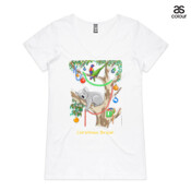 Sleeping Christmas Koala - ASColour Ladies "Bevel" V-Neck Tshirt