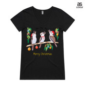 Kookaburras Australian Christmas Carols - ASColour Ladies "Bevel" V-Neck Tshirt